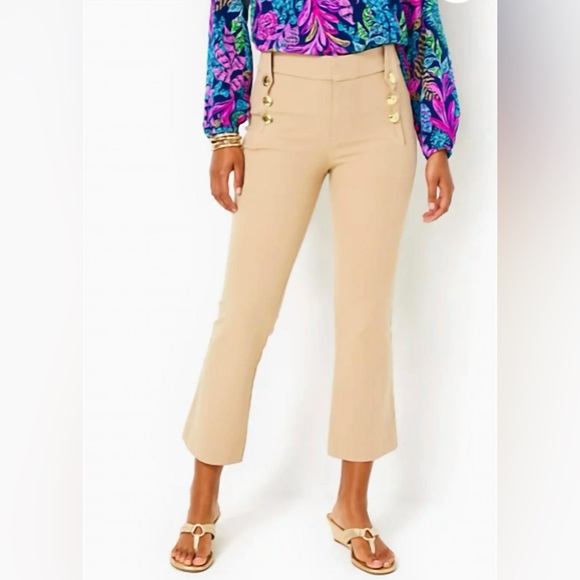 Lilly Pulitzer Parrish High Rise Crop Flare Pant 💛🤎 - Picture 3 of 9